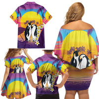 Hawaii Penguin Couple Family Matching Off Shoulder Short Dress and Hawaiian Shirt You Are My Valentine - Tropical Sunset Vibes LT14 - Polynesian Pride