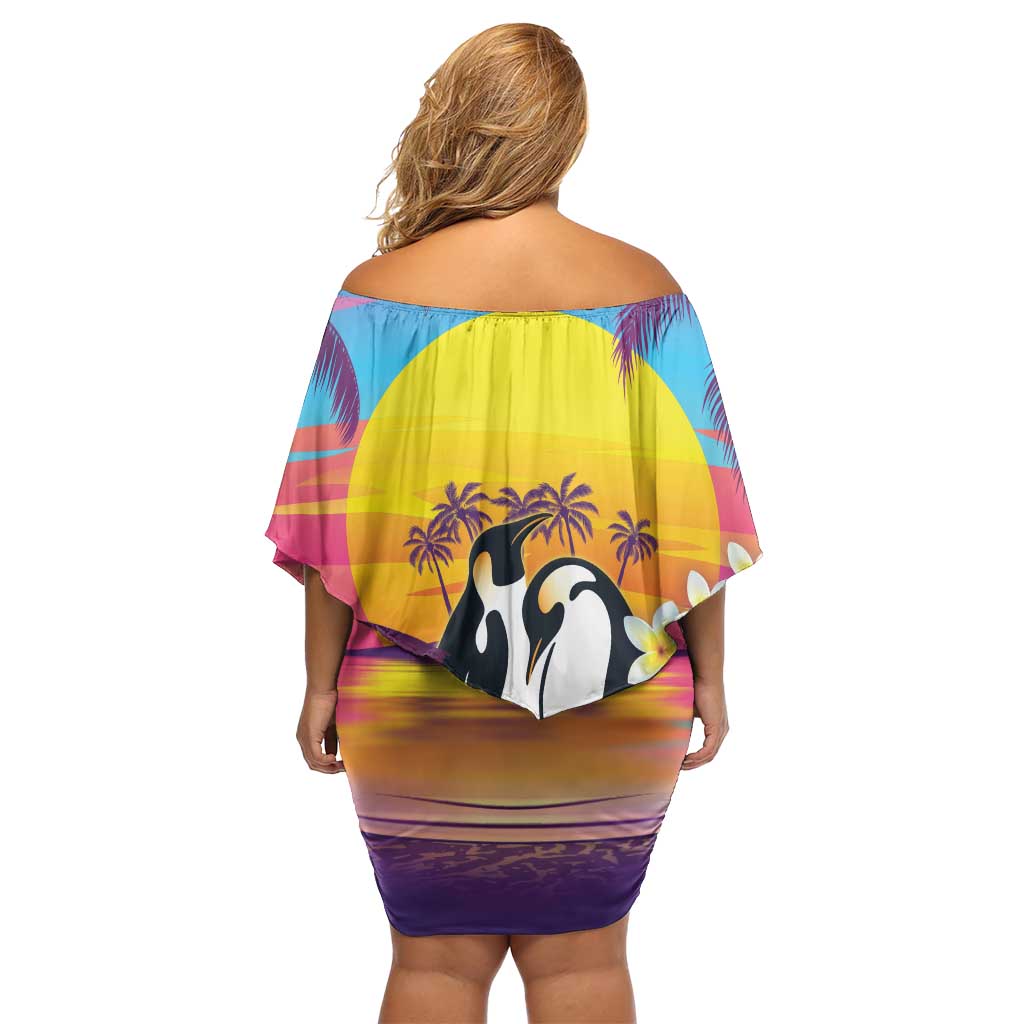 Hawaii Penguin Couple Family Matching Off Shoulder Short Dress and Hawaiian Shirt You Are My Valentine - Tropical Sunset Vibes LT14 - Polynesian Pride