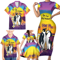 Hawaii Penguin Couple Family Matching Short Sleeve Bodycon Dress and Hawaiian Shirt You Are My Valentine - Tropical Sunset Vibes LT14 - Polynesian Pride