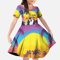 Hawaii Penguin Couple Family Matching Tank Maxi Dress and Hawaiian Shirt You Are My Valentine - Tropical Sunset Vibes LT14 Daughter's Dress Purple - Polynesian Pride