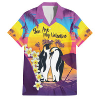Hawaii Penguin Couple Family Matching Tank Maxi Dress and Hawaiian Shirt You Are My Valentine - Tropical Sunset Vibes LT14 Dad's Shirt - Short Sleeve Purple - Polynesian Pride