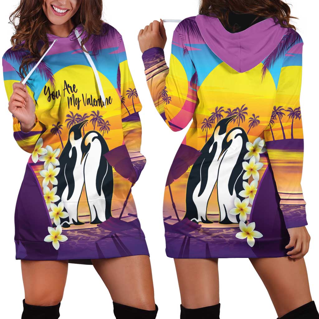 Hawaii Penguin Couple Hoodie Dress You Are My Valentine - Tropical Sunset Vibes LT14 - Polynesian Pride