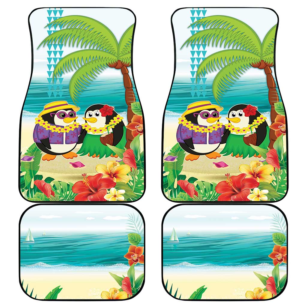 Hawaii Penguin Couple Car Mats Hawaiian Kakau - Tropical Summer Vibes LT14 - Polynesian Pride