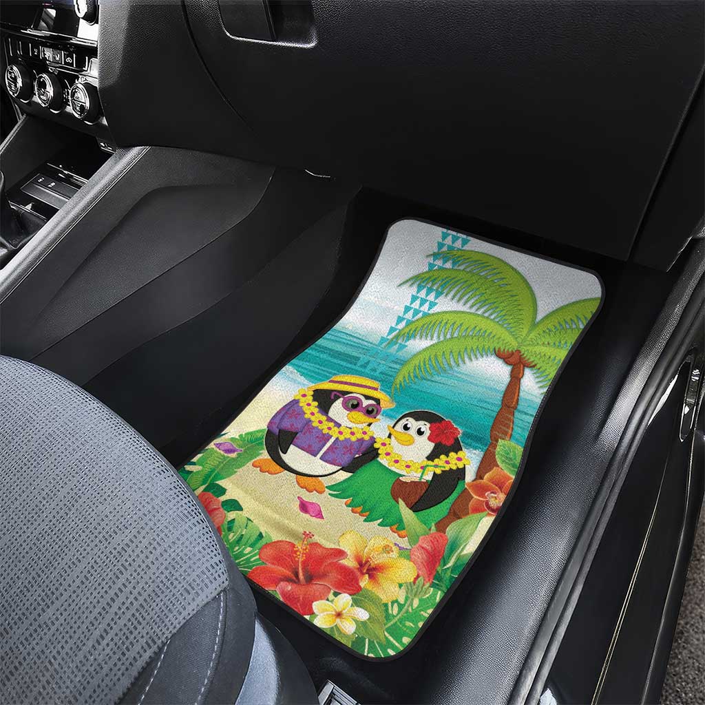 Hawaii Penguin Couple Car Mats Hawaiian Kakau - Tropical Summer Vibes LT14 - Polynesian Pride