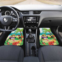 Hawaii Penguin Couple Car Mats Hawaiian Kakau - Tropical Summer Vibes LT14 Set 2pcs - Front Cyan - Polynesian Pride
