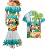 Hawaii Penguin Couple Couples Matching Mermaid Dress and Hawaiian Shirt Hawaiian Kakau - Tropical Summer Vibes LT14 - Polynesian Pride