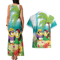 Hawaii Penguin Couple Couples Matching Tank Maxi Dress and Hawaiian Shirt Hawaiian Kakau - Tropical Summer Vibes LT14 - Polynesian Pride