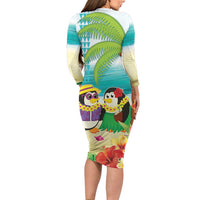 Hawaii Penguin Couple Family Matching Long Sleeve Bodycon Dress and Hawaiian Shirt Hawaiian Kakau - Tropical Summer Vibes LT14 - Polynesian Pride