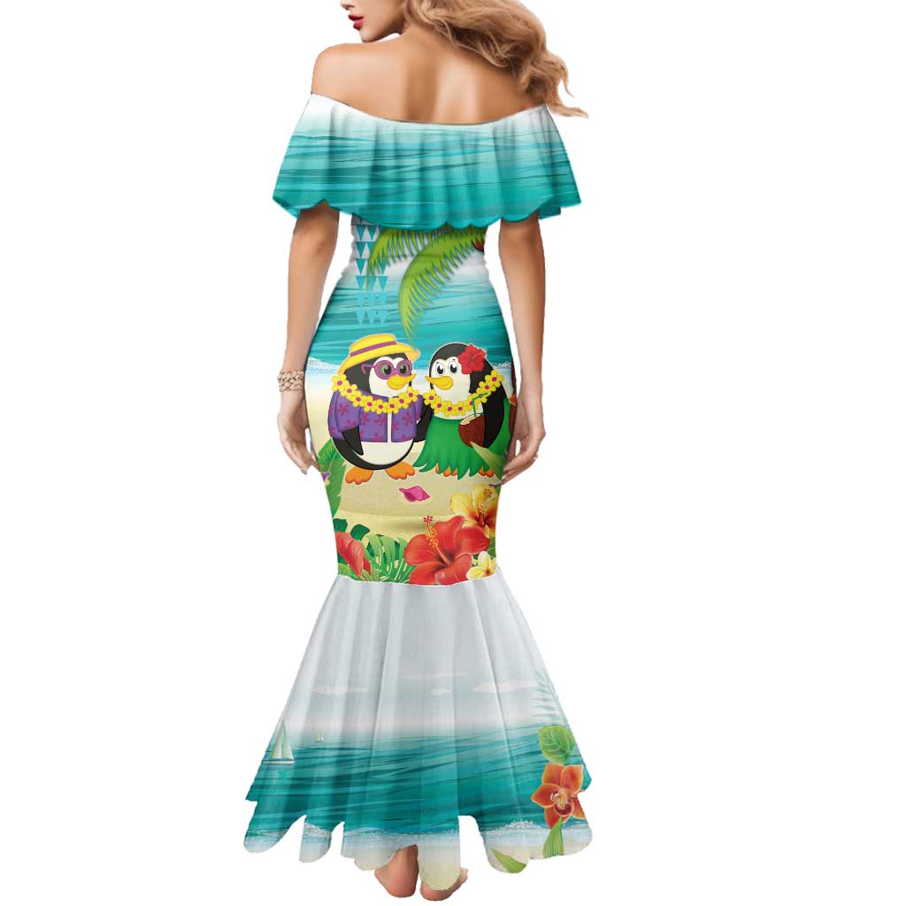 Hawaii Penguin Couple Family Matching Mermaid Dress and Hawaiian Shirt Hawaiian Kakau - Tropical Summer Vibes LT14 - Polynesian Pride