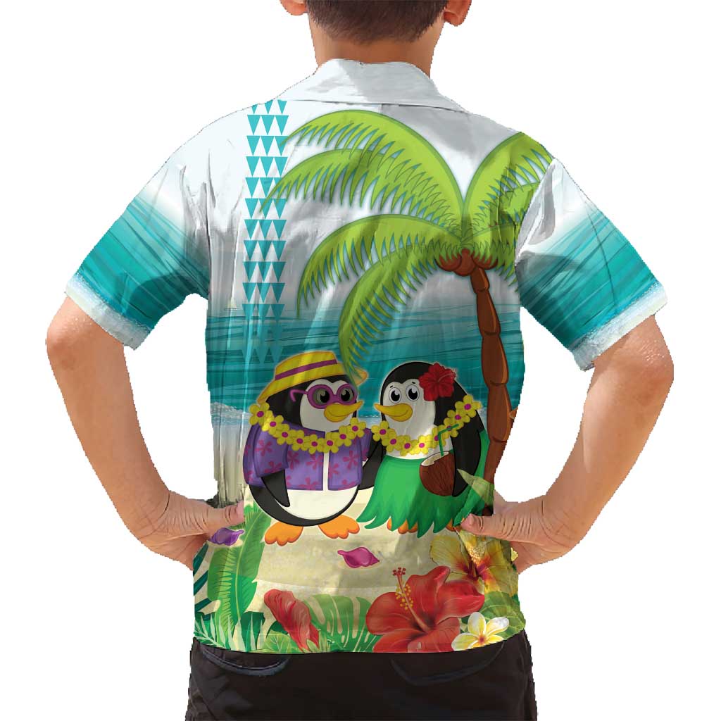 Hawaii Penguin Couple Family Matching Off Shoulder Short Dress and Hawaiian Shirt Hawaiian Kakau - Tropical Summer Vibes LT14 - Polynesian Pride