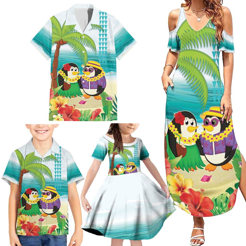 Hawaii Penguin Couple Family Matching Summer Maxi Dress and Hawaiian Shirt Hawaiian Kakau - Tropical Summer Vibes LT14 - Polynesian Pride