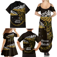New Zealand Matariki Family Matching Summer Maxi Dress and Hawaiian Shirt Maori New Year Silver Fern And Lizard - Gold LT14 - Polynesian Pride