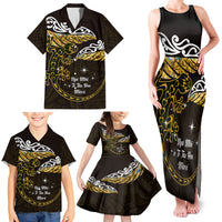 New Zealand Matariki Family Matching Tank Maxi Dress and Hawaiian Shirt Maori New Year Silver Fern And Lizard - Gold LT14 - Polynesian Pride