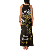New Zealand Matariki Family Matching Tank Maxi Dress and Hawaiian Shirt Maori New Year Silver Fern And Lizard - Gold LT14 - Polynesian Pride