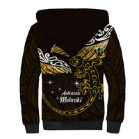 New Zealand Matariki Sherpa Hoodie Maori New Year Silver Fern And Lizard - Gold LT14 - Polynesian Pride