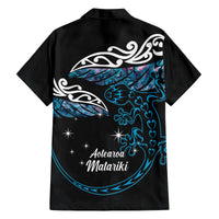 New Zealand Matariki Family Matching Off Shoulder Short Dress and Hawaiian Shirt Maori New Year Silver Fern And Lizard - Turquosie LT14 - Polynesian Pride