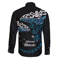 New Zealand Matariki Family Matching Short Sleeve Bodycon Dress and Hawaiian Shirt Maori New Year Silver Fern And Lizard - Turquosie LT14 - Polynesian Pride