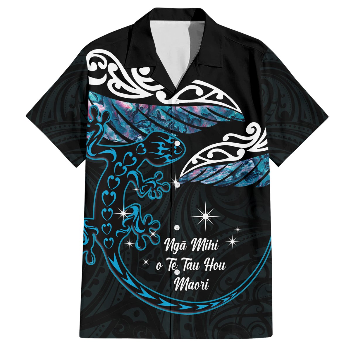 New Zealand Matariki Hawaiian Shirt Maori New Year Silver Fern And Lizard - Turquosie LT14 Turquoise - Polynesian Pride