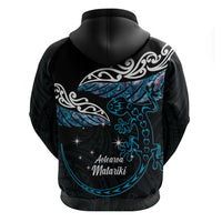 New Zealand Matariki Hoodie Maori New Year Silver Fern And Lizard - Turquosie LT14 - Polynesian Pride
