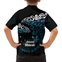 New Zealand Matariki Kid Hawaiian Shirt Maori New Year Silver Fern And Lizard - Turquosie LT14 - Polynesian Pride