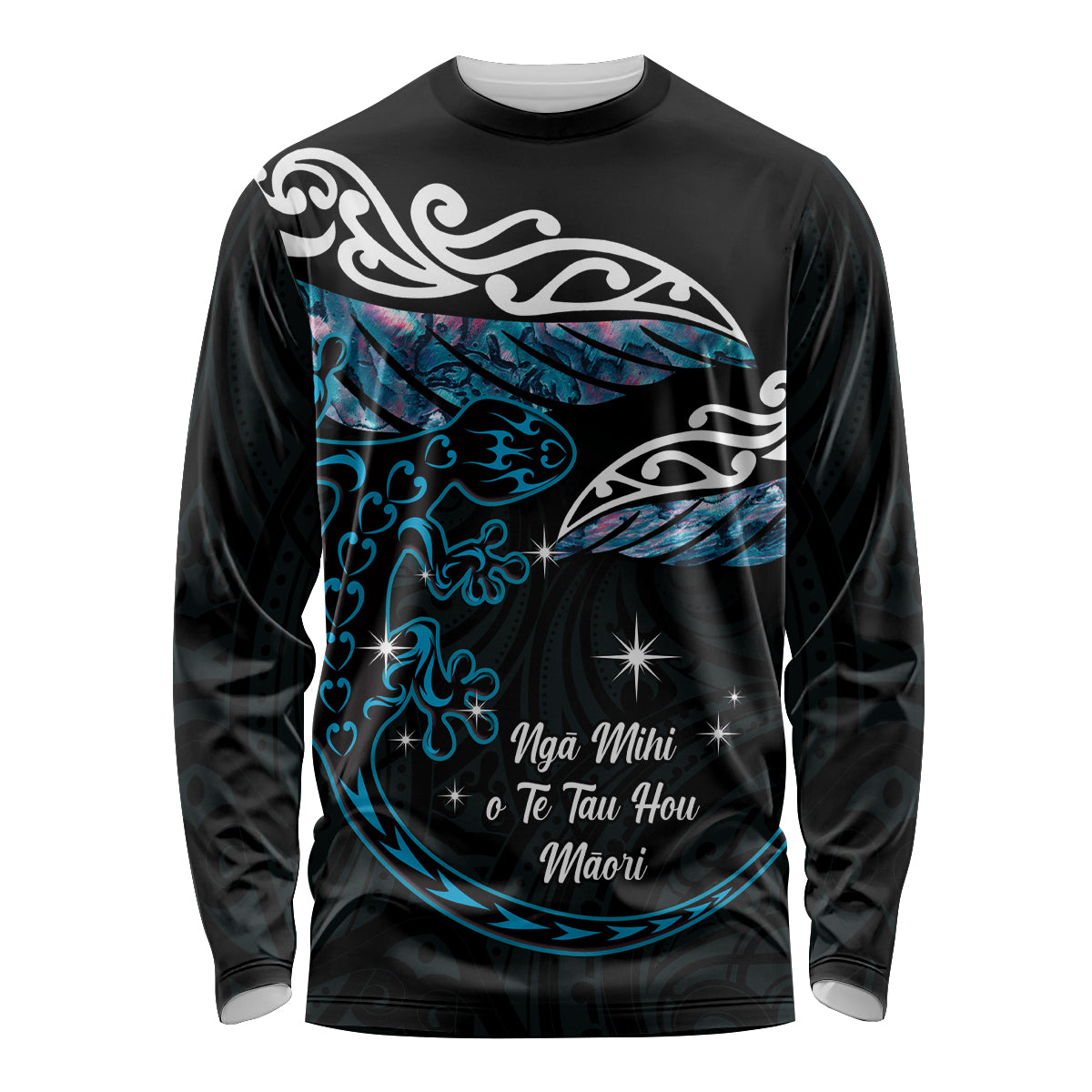 New Zealand Matariki Long Sleeve Shirt Maori New Year Silver Fern And Lizard - Turquosie LT14 Unisex Turquoise - Polynesian Pride