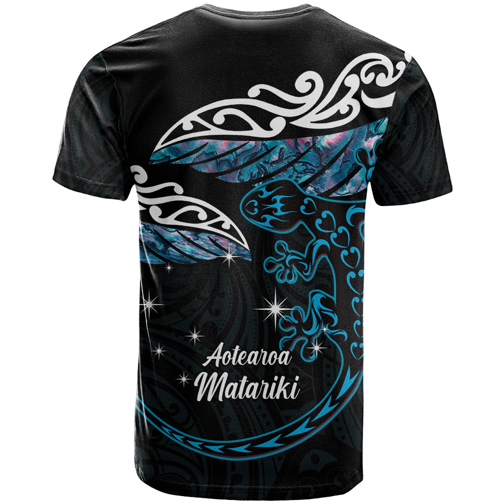 New Zealand Matariki T Shirt Maori New Year Silver Fern And Lizard - Turquosie