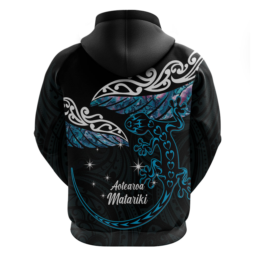 New Zealand Matariki Zip Hoodie Maori New Year Silver Fern And Lizard - Turquosie LT14 - Polynesian Pride