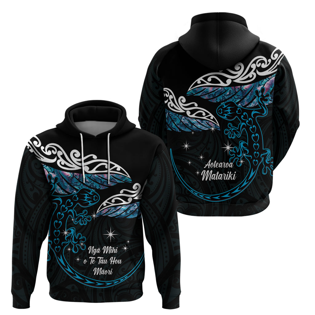 New Zealand Matariki Zip Hoodie Maori New Year Silver Fern And Lizard - Turquosie LT14 - Polynesian Pride