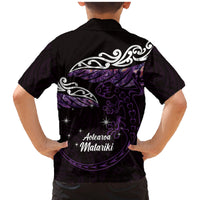 New Zealand Matariki Family Matching Mermaid Dress and Hawaiian Shirt Maori New Year Silver Fern And Lizard - Purple LT14 - Polynesian Pride