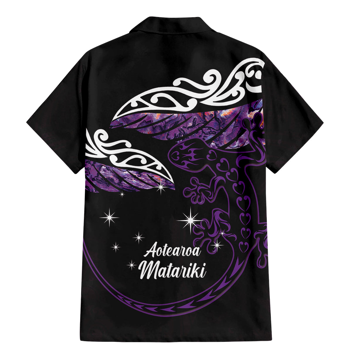 New Zealand Matariki Family Matching Mermaid Dress and Hawaiian Shirt Maori New Year Silver Fern And Lizard - Purple LT14 - Polynesian Pride