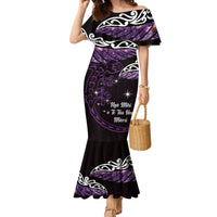 New Zealand Matariki Family Matching Mermaid Dress and Hawaiian Shirt Maori New Year Silver Fern And Lizard - Purple LT14 Mom's Dress Purple - Polynesian Pride