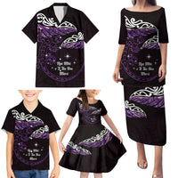 New Zealand Matariki Family Matching Puletasi and Hawaiian Shirt Maori New Year Silver Fern And Lizard - Purple LT14 - Polynesian Pride