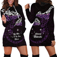 New Zealand Matariki Hoodie Dress Maori New Year Silver Fern And Lizard - Purple LT14 - Polynesian Pride