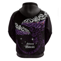 New Zealand Matariki Zip Hoodie Maori New Year Silver Fern And Lizard - Purple LT14 - Polynesian Pride