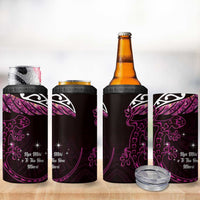 New Zealand Matariki 4 in 1 Can Cooler Tumbler Maori New Year Silver Fern And Lizard - Pink LT14 - Polynesian Pride