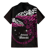 New Zealand Matariki Family Matching Mermaid Dress and Hawaiian Shirt Maori New Year Silver Fern And Lizard - Pink LT14 - Polynesian Pride