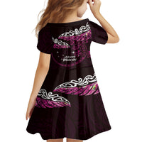 New Zealand Matariki Family Matching Off Shoulder Maxi Dress and Hawaiian Shirt Maori New Year Silver Fern And Lizard - Pink LT14 - Polynesian Pride