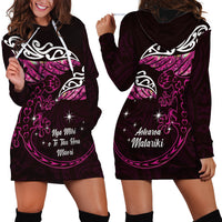 New Zealand Matariki Hoodie Dress Maori New Year Silver Fern And Lizard - Pink LT14 - Polynesian Pride