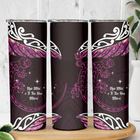 New Zealand Matariki Skinny Tumbler Maori New Year Silver Fern And Lizard - Pink