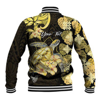 Personalised Aloha Hawaii Oahu Island Baseball Jacket Gathering Place Sea Turtle Ilima Flowers LT14 - Polynesian Pride