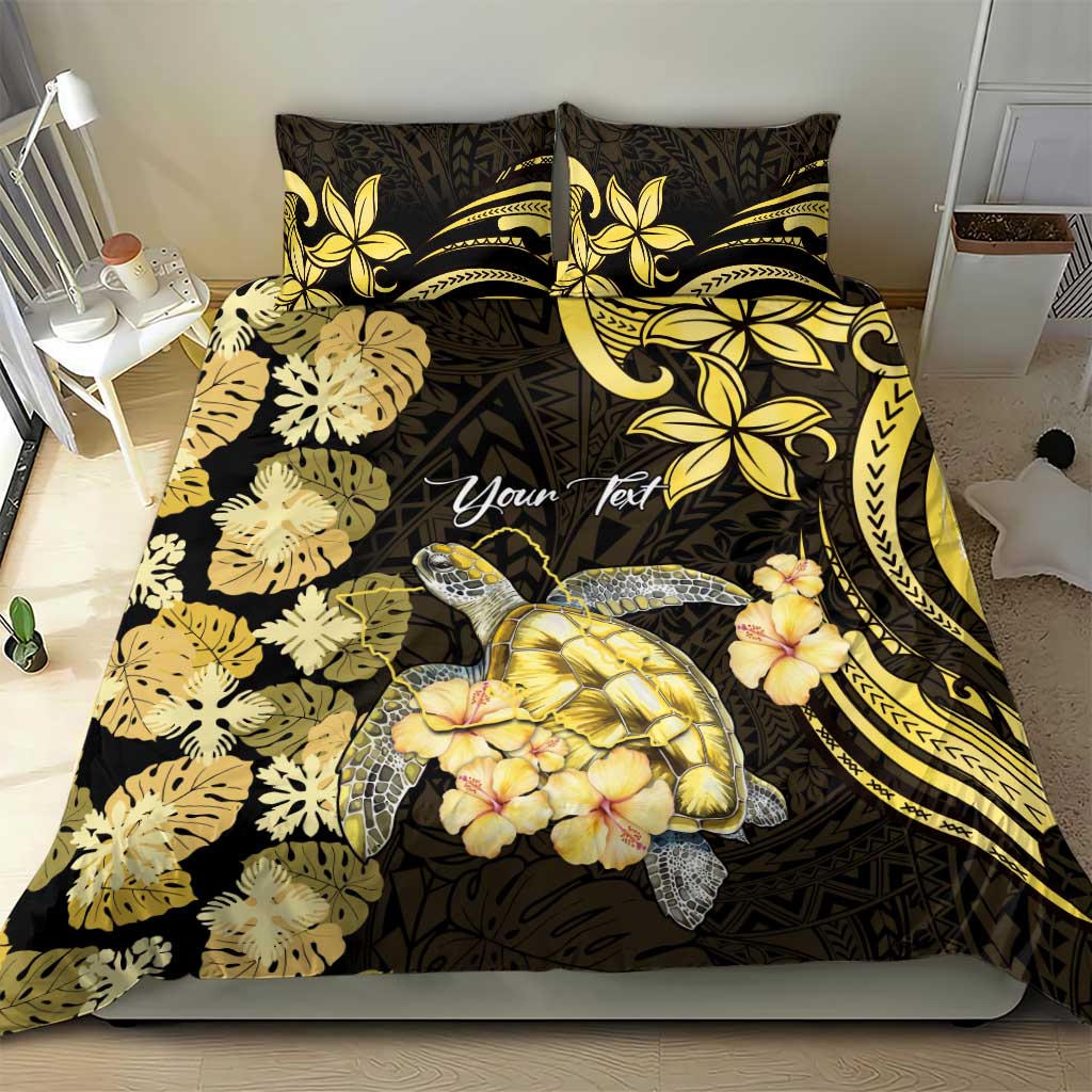 Personalised Aloha Hawaii Oahu Island Bedding Set Gathering Place Sea Turtle Ilima Flowers