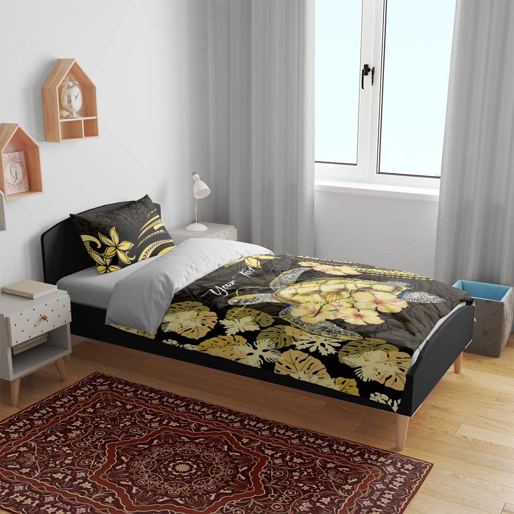 Personalised Aloha Hawaii Oahu Island Bedding Set Gathering Place Sea Turtle Ilima Flowers