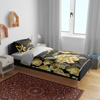 Personalised Aloha Hawaii Oahu Island Bedding Set Gathering Place Sea Turtle Ilima Flowers