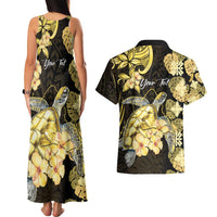 Personalised Aloha Hawaii Oahu Island Couples Matching Tank Maxi Dress and Hawaiian Shirt Gathering Place Sea Turtle Ilima Flowers LT14 - Polynesian Pride