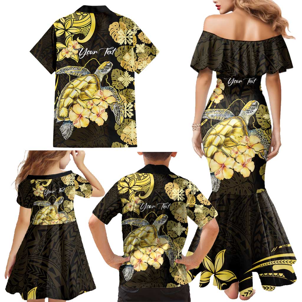 Personalised Aloha Hawaii Oahu Island Family Matching Mermaid Dress and Hawaiian Shirt Gathering Place Sea Turtle Ilima Flowers LT14 - Polynesian Pride