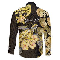 Personalised Aloha Hawaii Oahu Island Family Matching Off The Shoulder Long Sleeve Dress and Hawaiian Shirt Gathering Place Sea Turtle Ilima Flowers LT14 - Polynesian Pride
