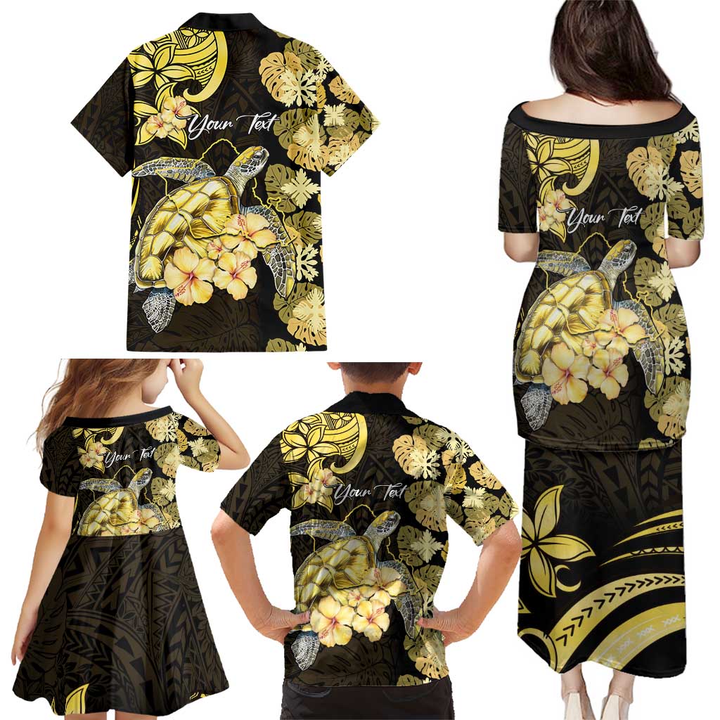 Personalised Aloha Hawaii Oahu Island Family Matching Puletasi and Hawaiian Shirt Gathering Place Sea Turtle Ilima Flowers LT14 - Polynesian Pride