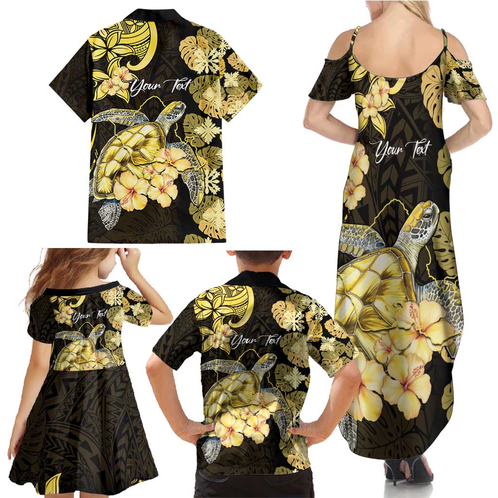 Personalised Aloha Hawaii Oahu Island Family Matching Summer Maxi Dress and Hawaiian Shirt Gathering Place Sea Turtle Ilima Flowers LT14 - Polynesian Pride