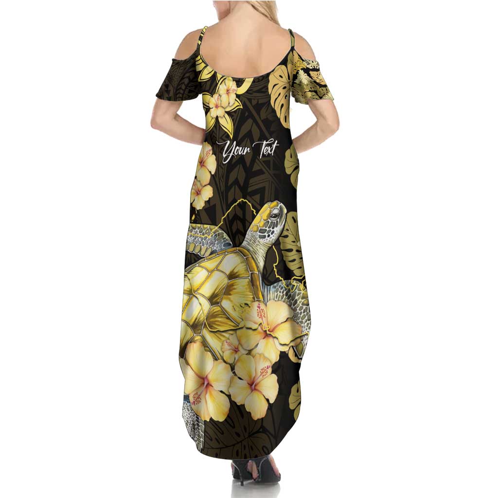 Personalised Aloha Hawaii Oahu Island Family Matching Summer Maxi Dress and Hawaiian Shirt Gathering Place Sea Turtle Ilima Flowers LT14 - Polynesian Pride