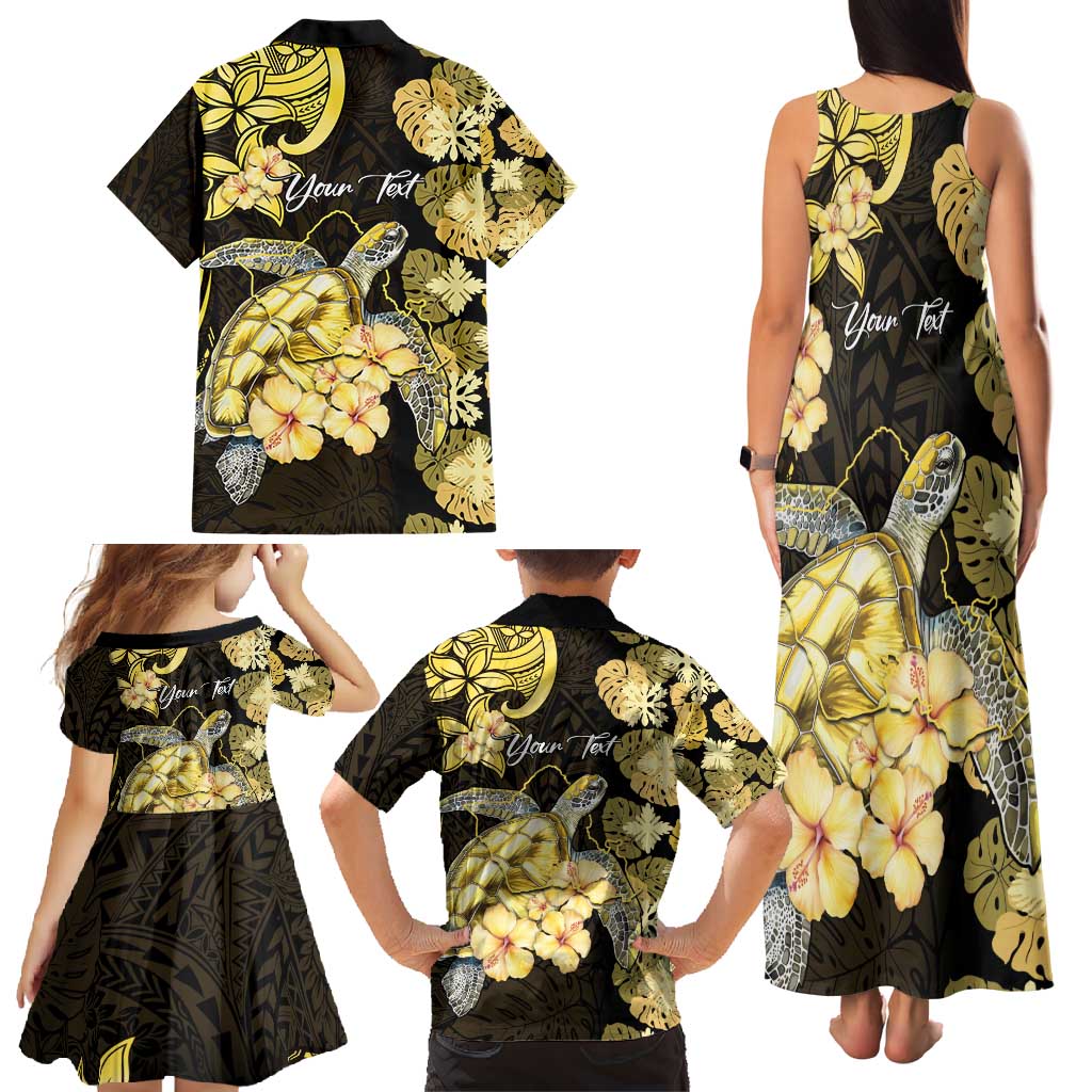 Personalised Aloha Hawaii Oahu Island Family Matching Tank Maxi Dress and Hawaiian Shirt Gathering Place Sea Turtle Ilima Flowers LT14 - Polynesian Pride